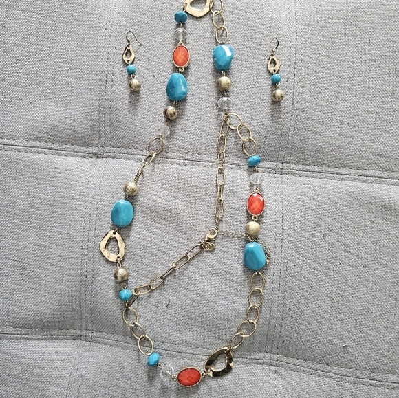Women’s Multicolor Necklace & Earring Set Fashion Costume Jewelry Statement - Picture 1 of 2